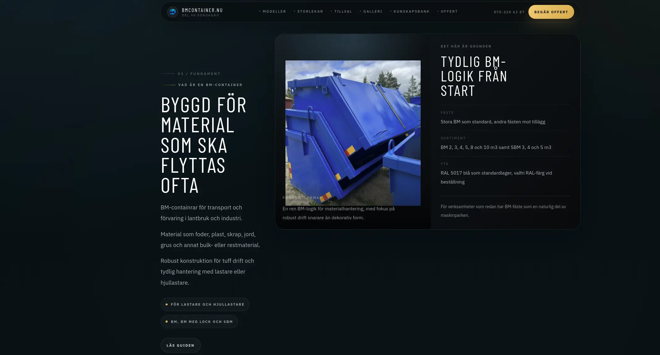 bmcontainer.nu på desktop – sektion för BM-logik och beslutsstöd