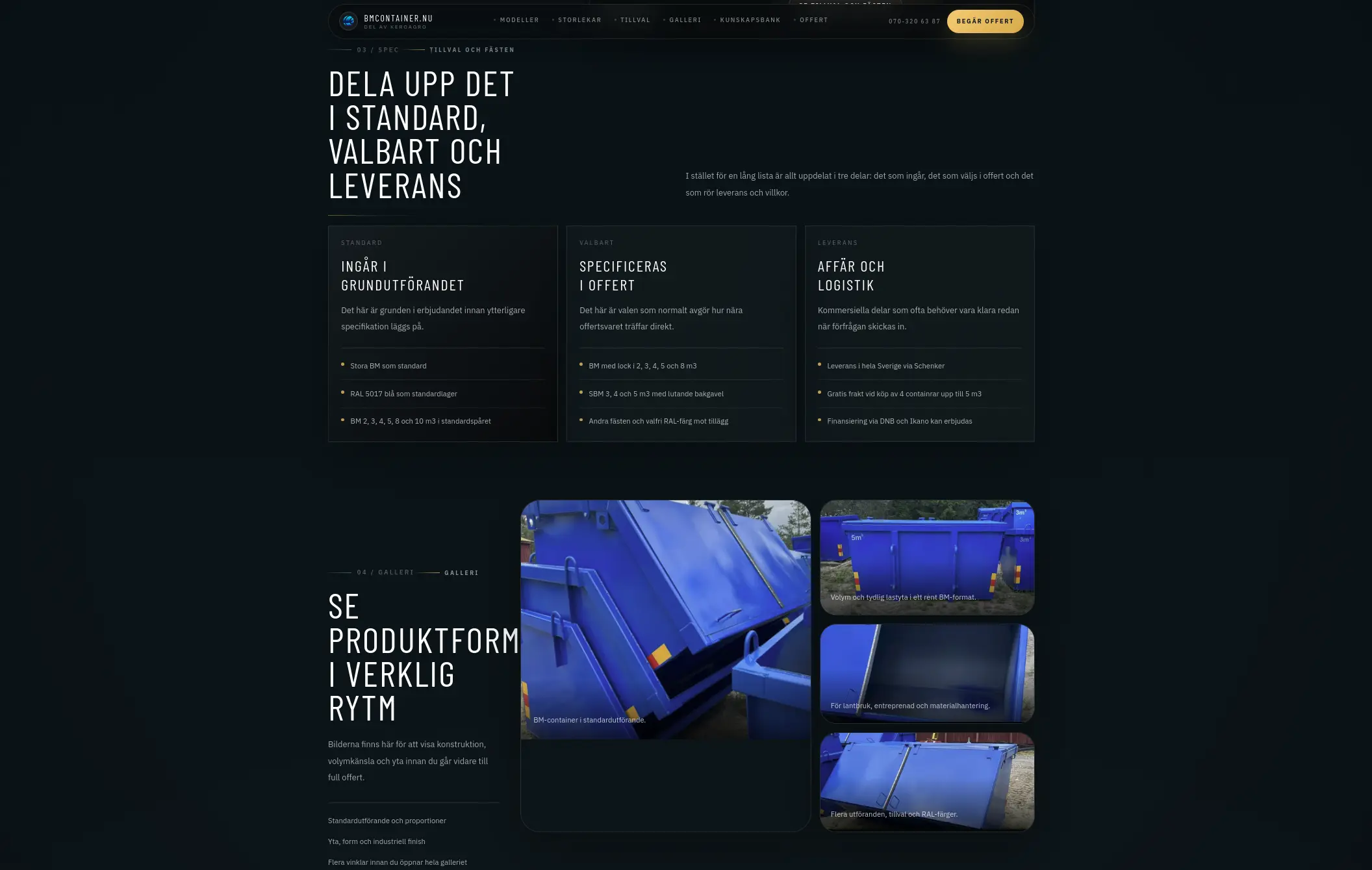 bmcontainer.nu på desktop – tillval, specifikation och galleri