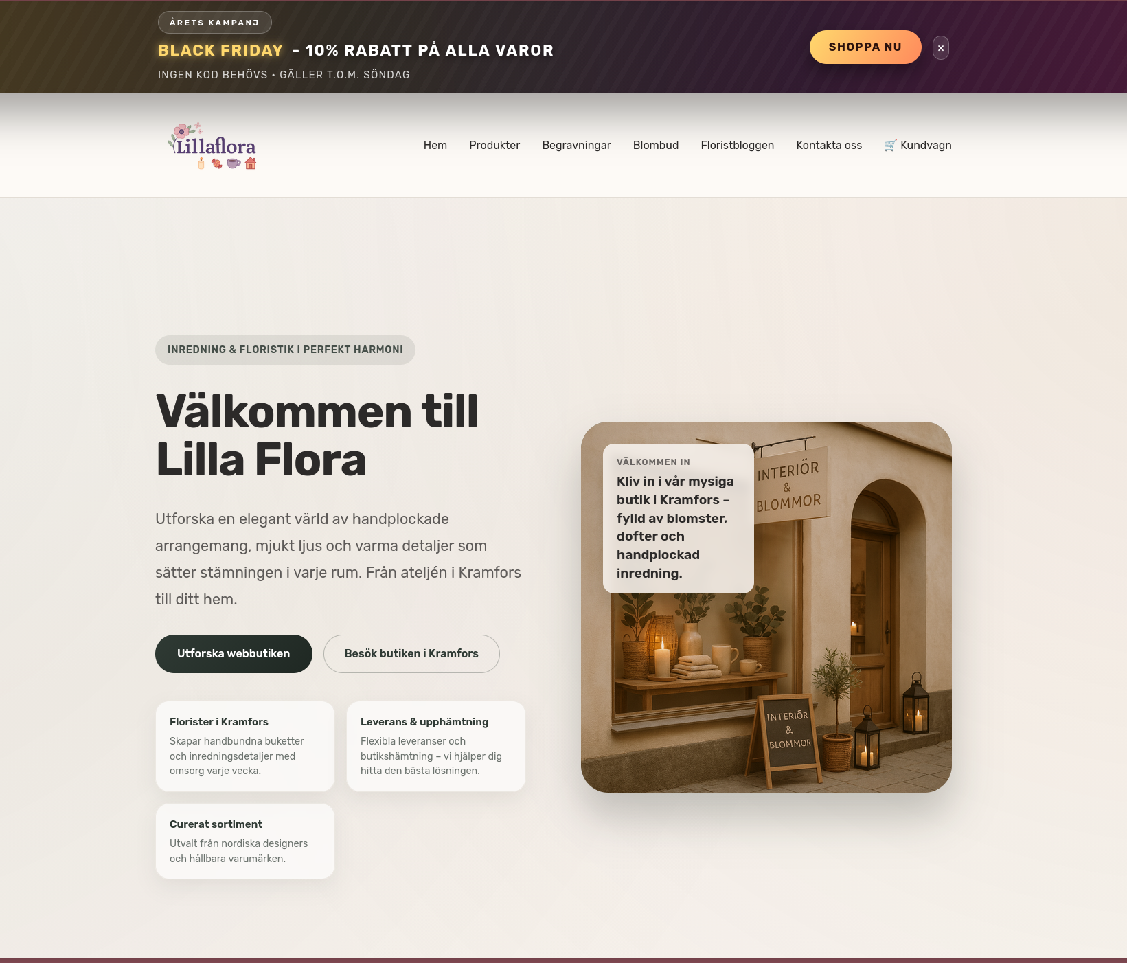 Skärmdump av lillaflora.nu