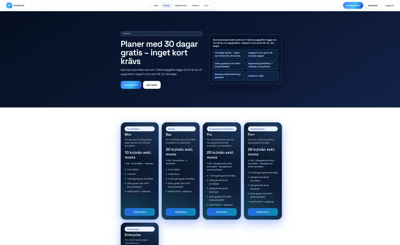 Screenshot of postkraft.se
