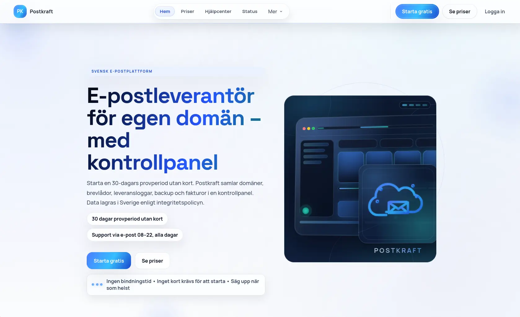 Förhandsvisning av postkraft.se – en kostnadseffektiv e-postplattform med kundzon